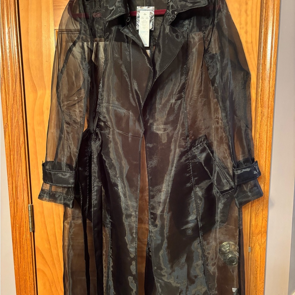 White House Black Market Sheer Black Trench Coat